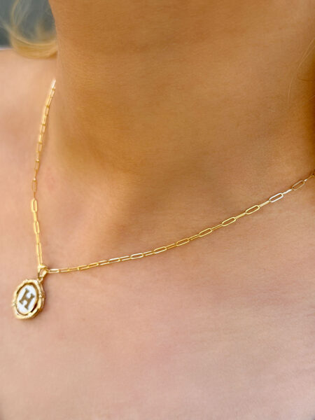 14 Ayar Retro H Harfi Kolye