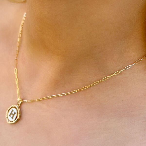 14 Ayar Retro H Harfi Kolye