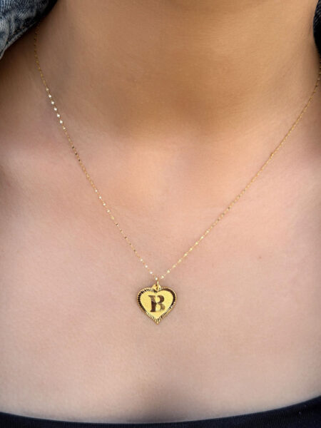 14 Ayar Altın B Harli Kalp Kolye