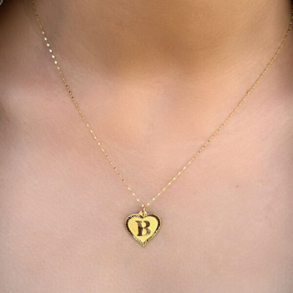 14 Ayar Altın B Harli Kalp Kolye