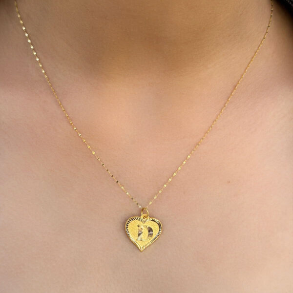 14 Ayar Altın D Harli Kalp Kolye