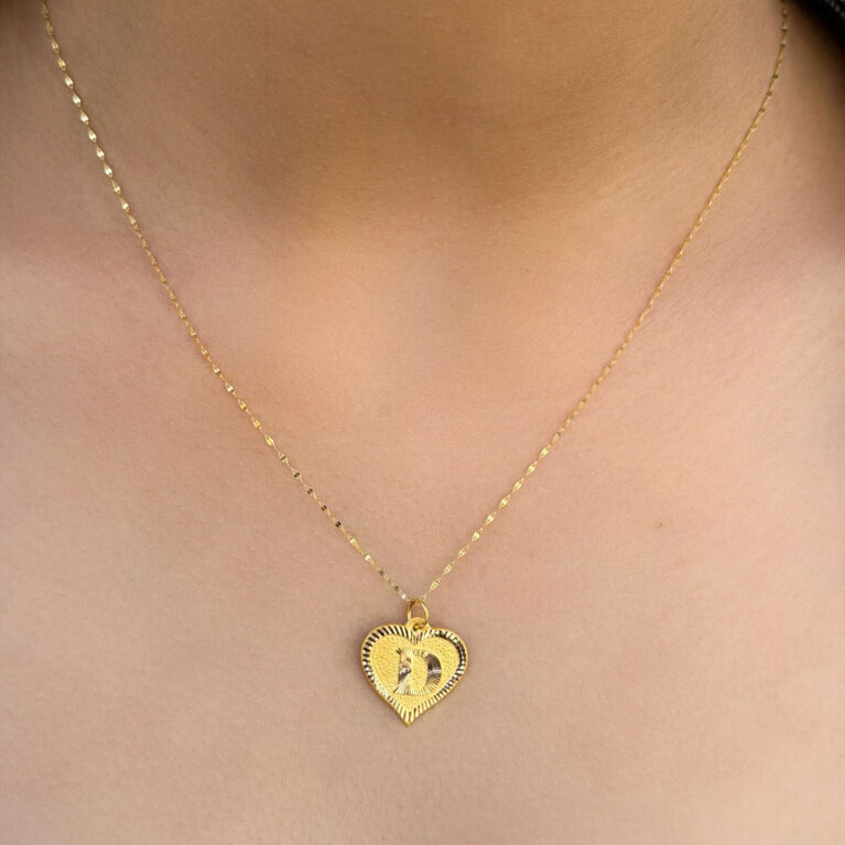 14 Ayar Altın D Harli Kalp Kolye