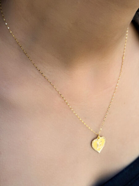 14 Ayar Altın E Harli Kalp Kolye