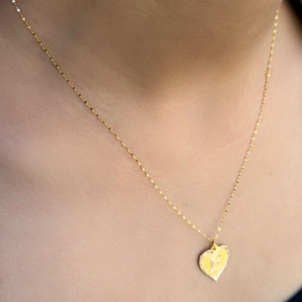 14 Ayar Altın E Harli Kalp Kolye