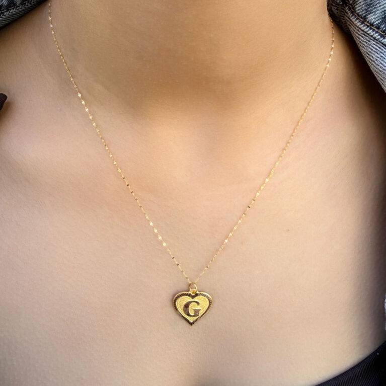 14 Ayar Altın G Harli Kalp Kolye