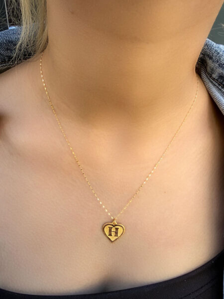 14 Ayar Altın H Harli Kalp Kolye
