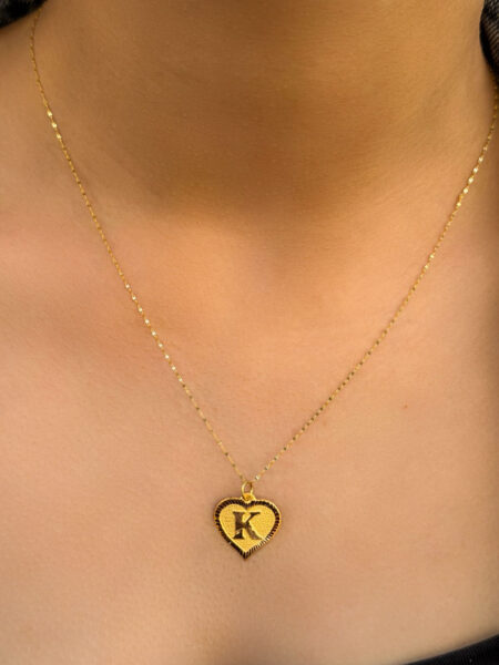 14 Ayar Altın K Harli Kalp Kolye