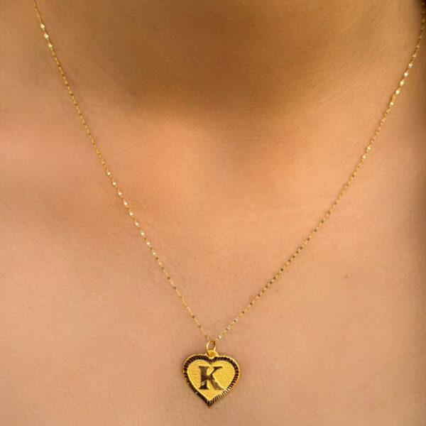 14 Ayar Altın K Harli Kalp Kolye