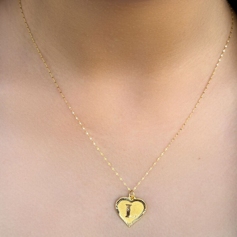 14 Ayar Altın L Harli Kalp Kolye