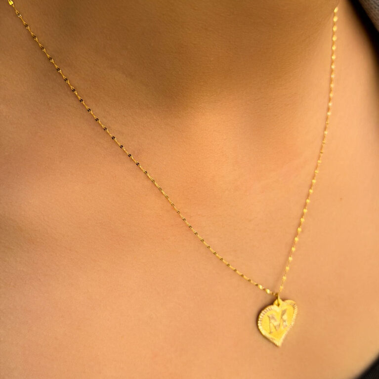 14 Ayar Altın M Harli Kalp Kolye