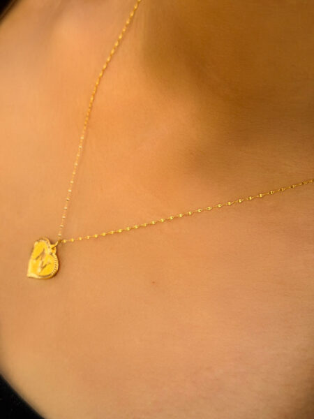 14 Ayar Altın N Harli Kalp Kolye