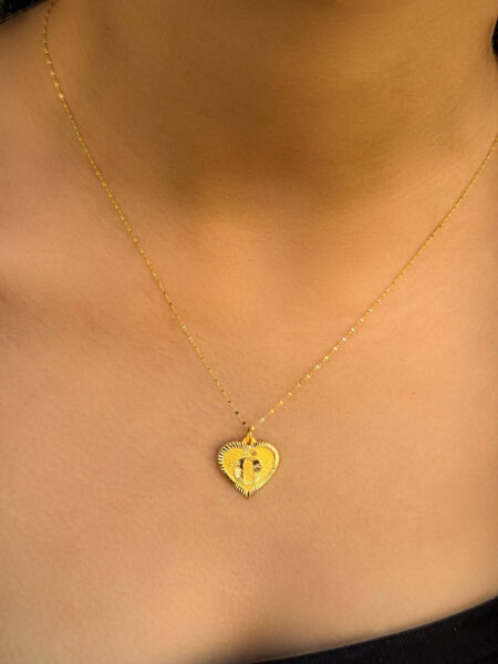 14 Ayar Altın Ö Harli Kalp Kolye