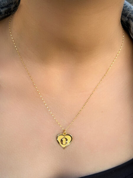 14 Ayar Altın O Harli Kalp Kolye