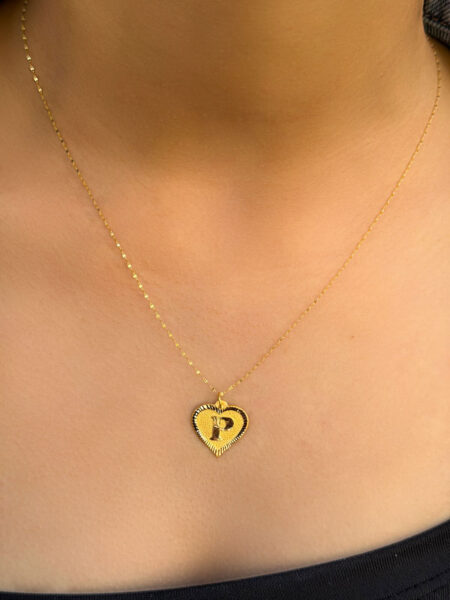 14 Ayar Altın P Harli Kalp Kolye