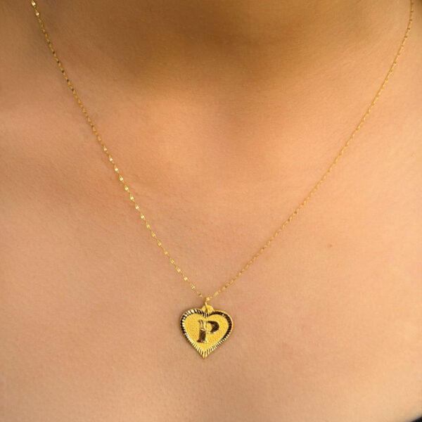 14 Ayar Altın P Harli Kalp Kolye