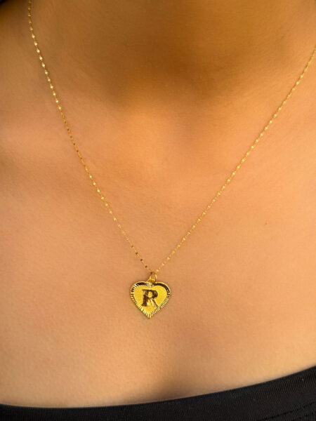 14 Ayar Altın R Harli Kalp Kolye