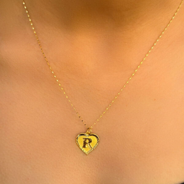 14 Ayar Altın R Harli Kalp Kolye