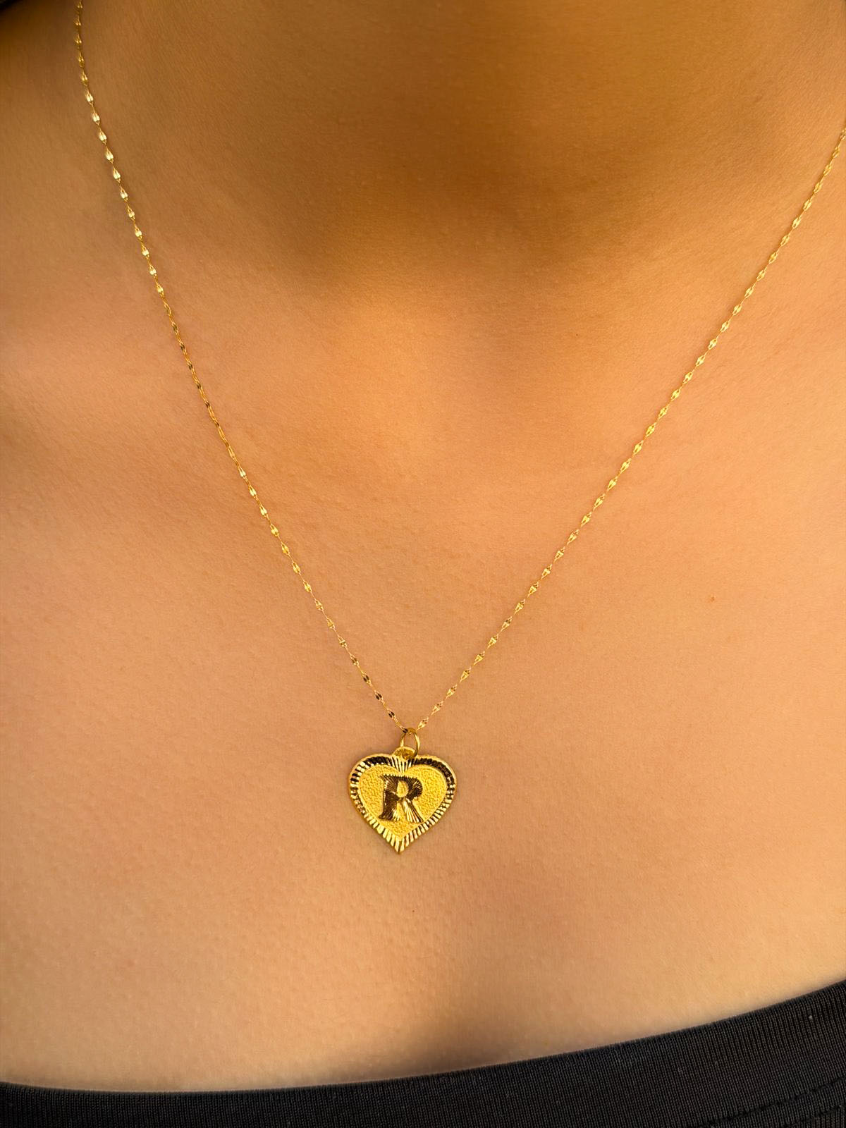 14 Ayar Altın R Harli Kalp Kolye