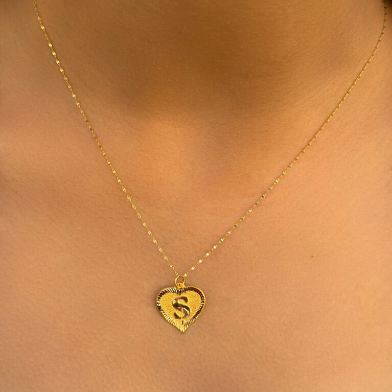 14 Ayar Altın Ş Harli Kalp Kolye