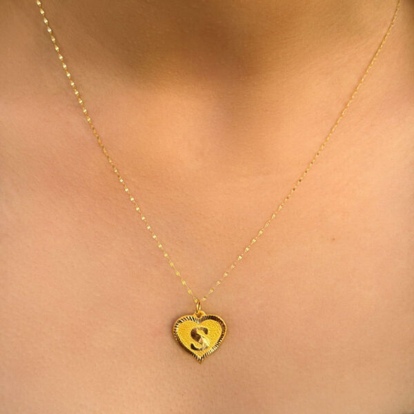 14 Ayar Altın S Harli Kalp Kolye