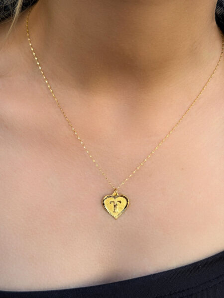 14 Ayar Altın T Harli Kalp Kolye