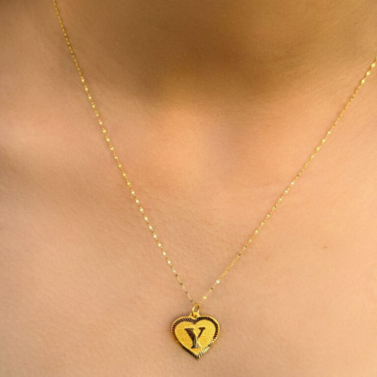 14 Ayar Altın Y Harli Kalp Kolye