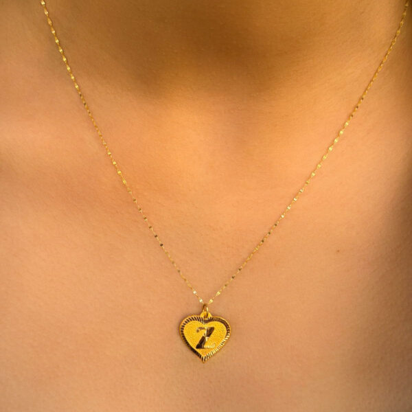 14 Ayar Altın Z Harli Kalp Kolye