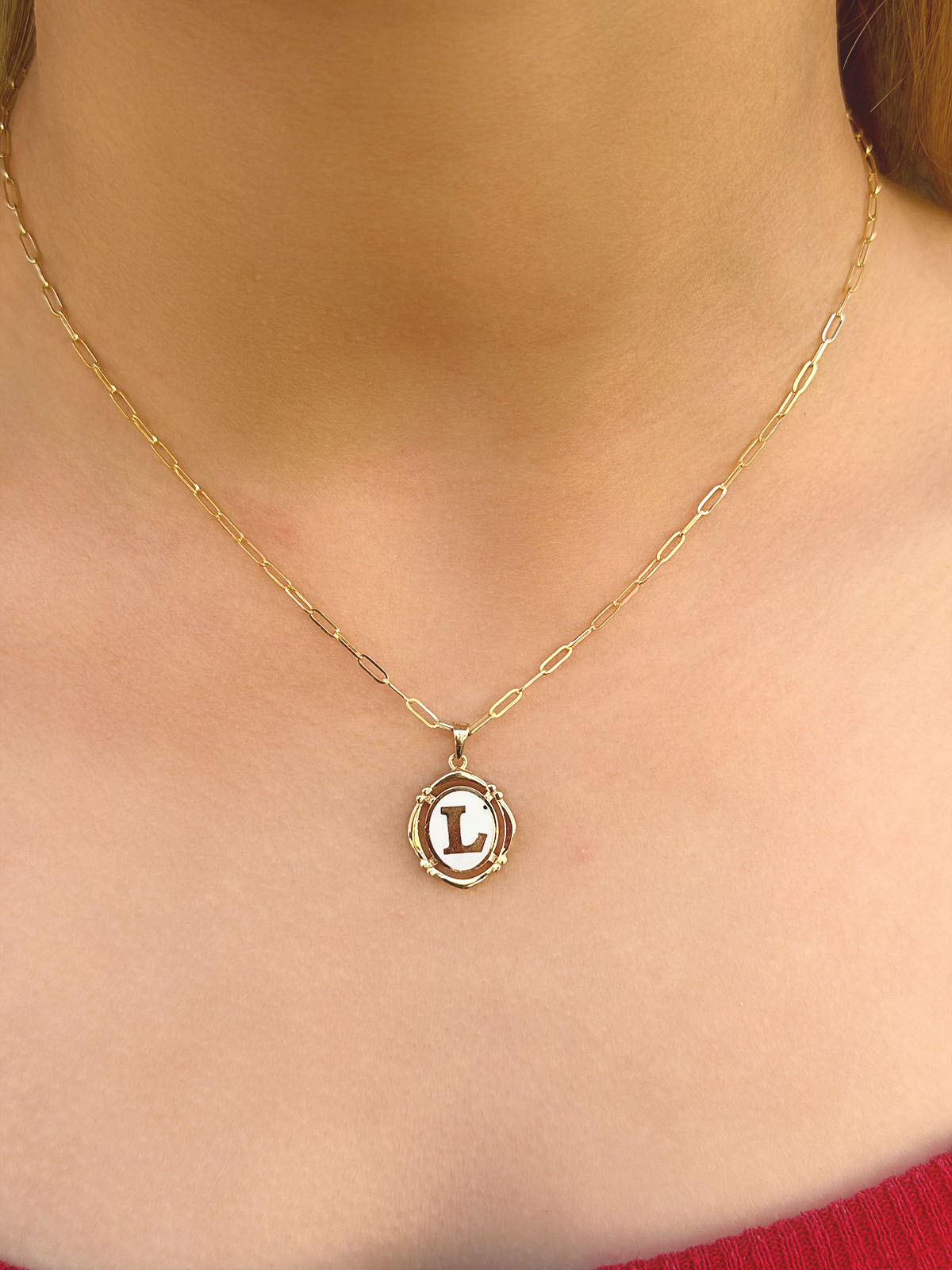 14 Ayar Retro L Harfi Kolye