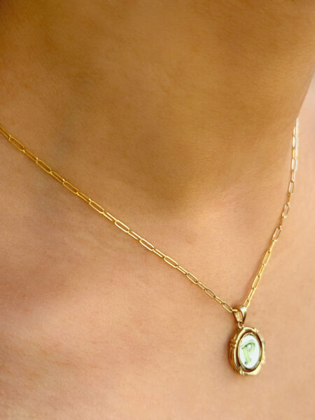 14 Ayar Retro P Harfi Kolye