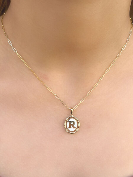 14 Ayar Retro R Harfi Kolye