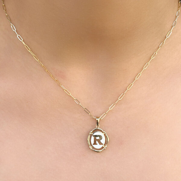 14 Ayar Retro R Harfi Kolye