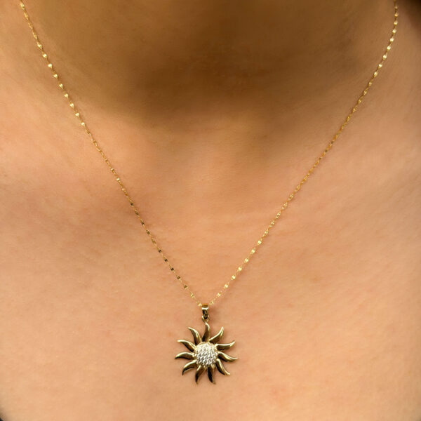 14 Ayar Altın Rüzgar Gülü Kolye