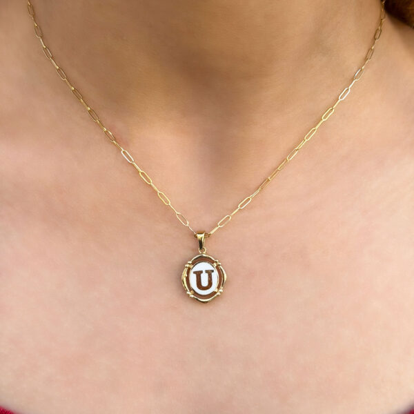 14 Ayar Retro U Harfi Kolye