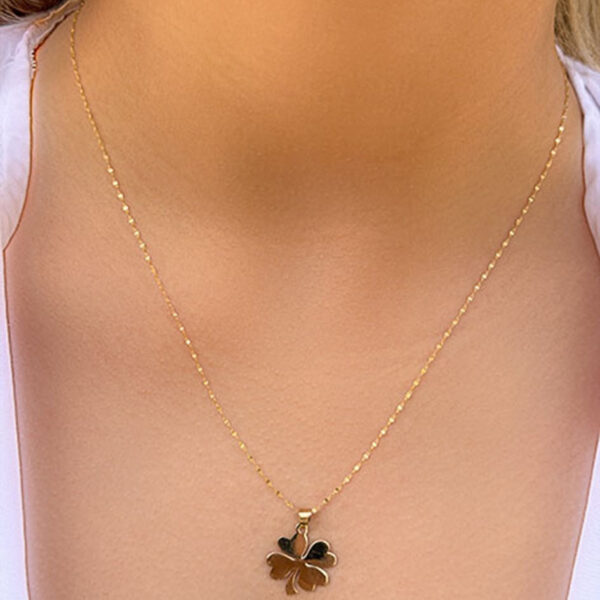 14 Ayar Altın Yaprak Yonca Kolye