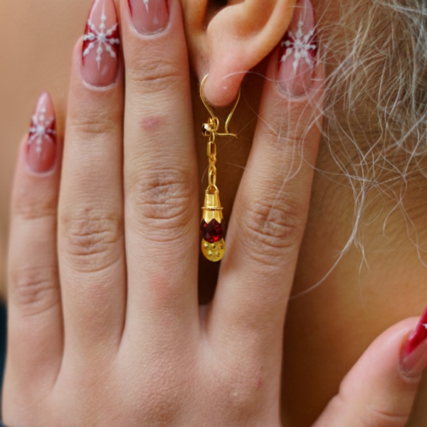 14 Ayar Altın Nar Tanesi Küpe