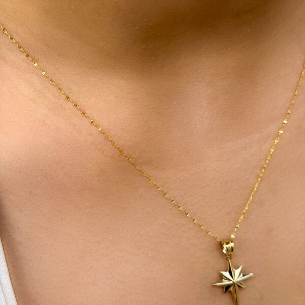 14 Ayar Altın Orta Boy Kuzey Yıldızı Kolye
