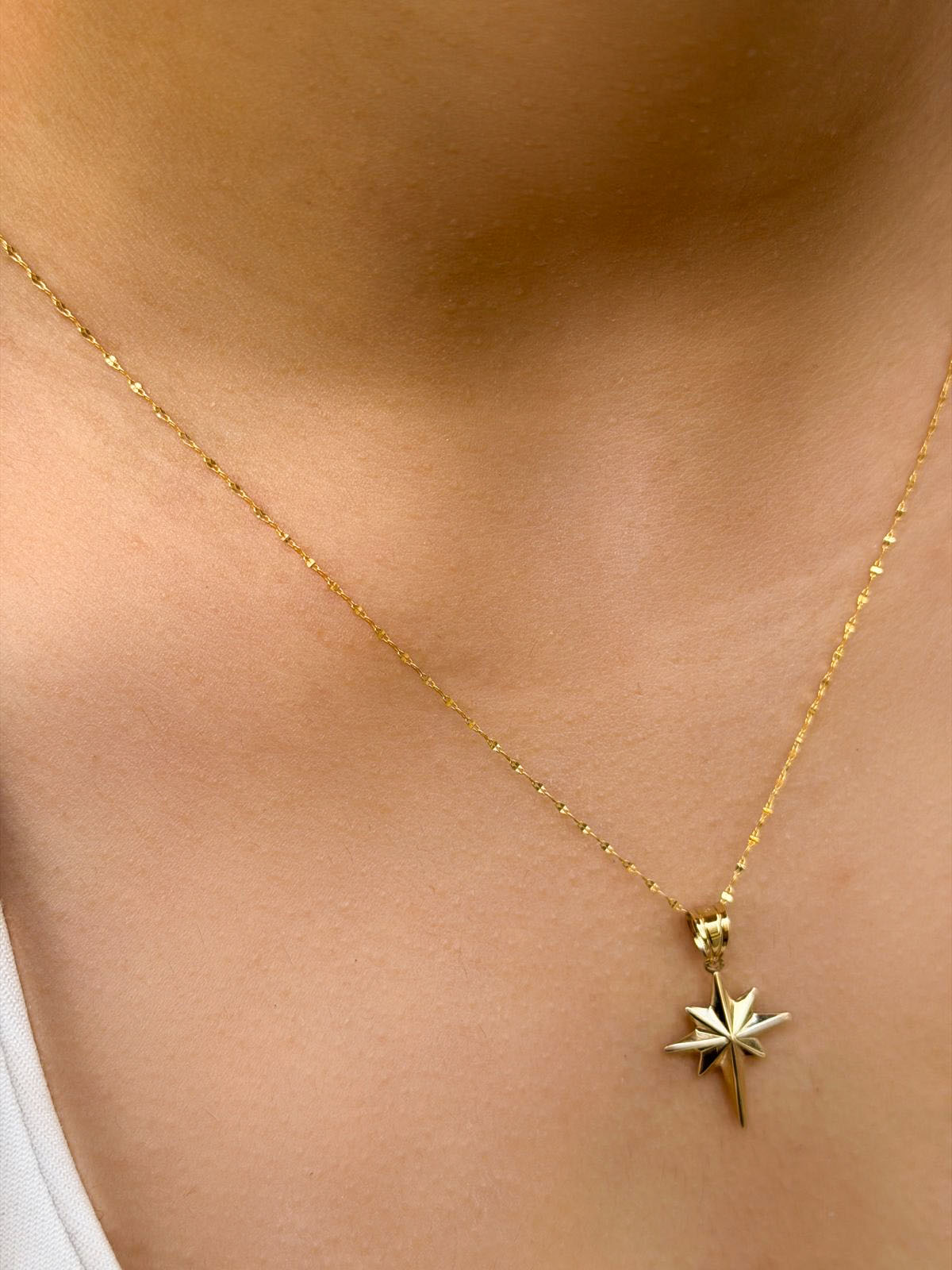 14 Ayar Altın Orta Boy Kuzey Yıldızı Kolye