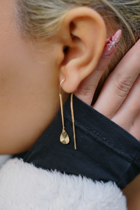 14 Ayar Altın Sallantılı Damla Küpe