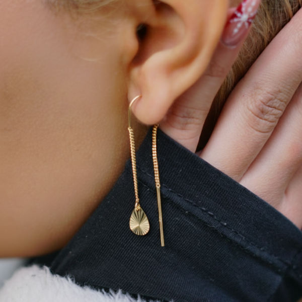 14 Ayar Altın Sallantılı Damla Küpe