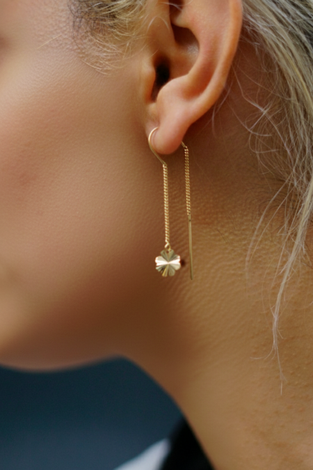 14 Ayar Altın Sallantılı Papatya Küpe