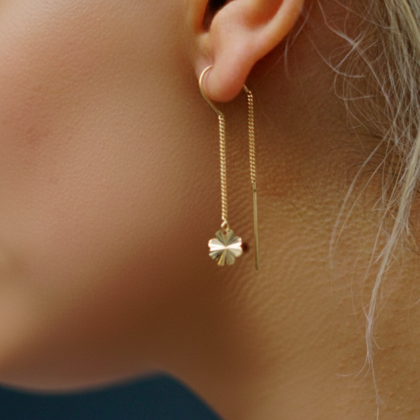 14 Ayar Altın Sallantılı Papatya Küpe