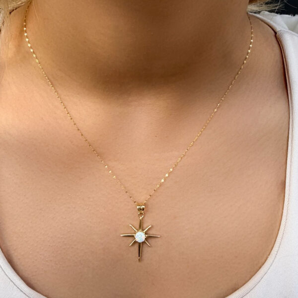 14 Ayar Altın Sedef Taşlı Kuzey Yıldızı Kolye