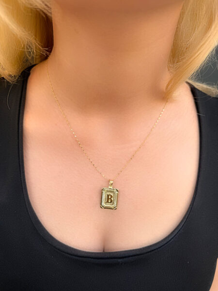 14 Ayar Altın Nostalji B Harfli Kolye