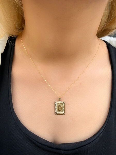14 Ayar Altın Nostalji D Harfli Kolye