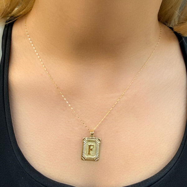 14 Ayar Altın Nostalji F Harfli Kolye