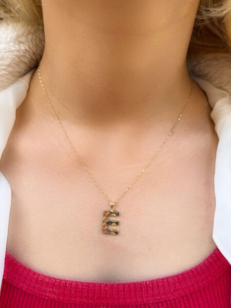 14 Ayar Füzyon E Harfli Kolye