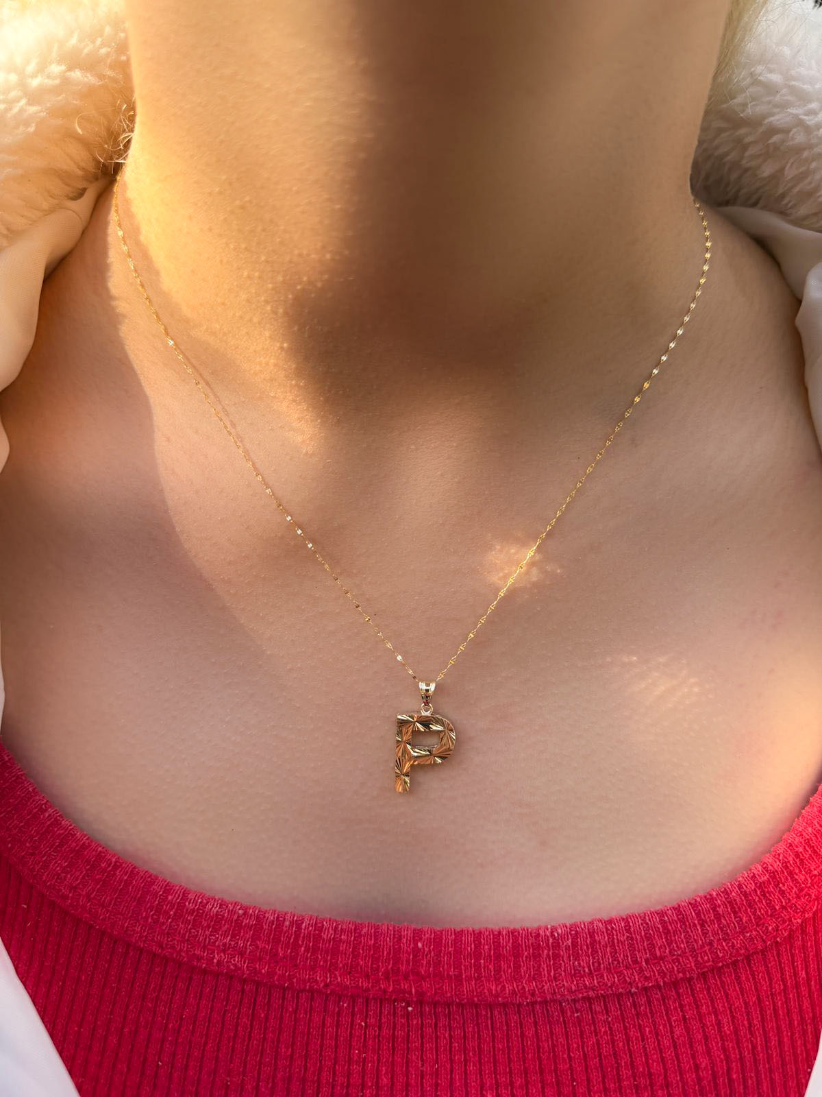 14 Ayar Füzyon P Harfli Kolye