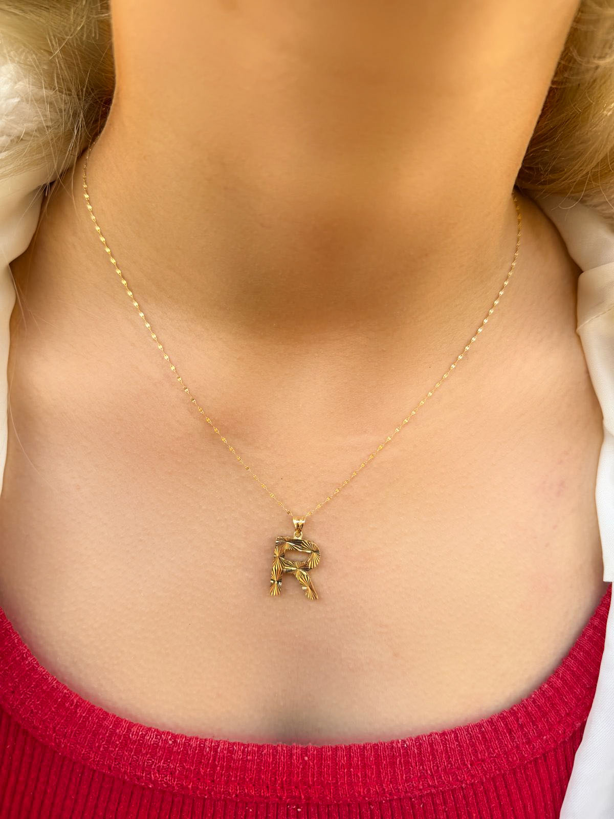 14 Ayar Füzyon R Harfli Kolye