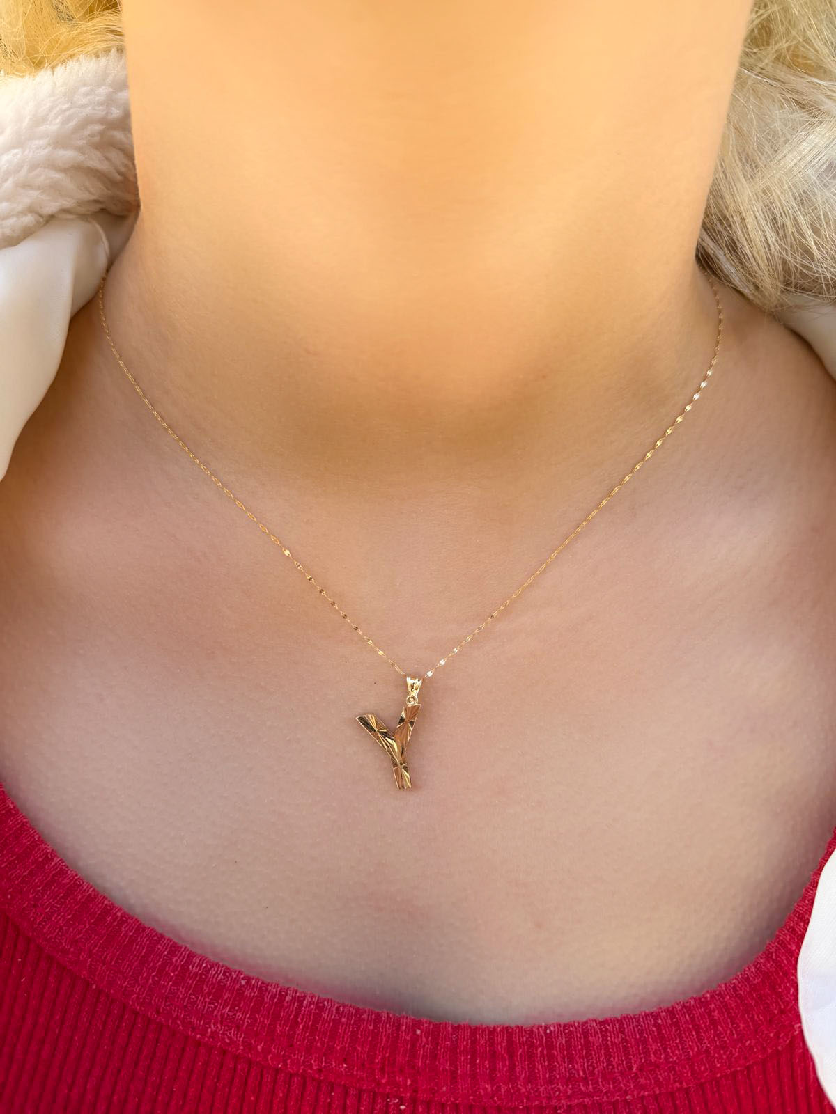 14 Ayar Füzyon Y Harfli Kolye