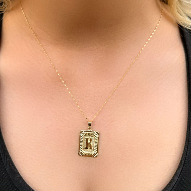 14 Ayar Altın Nostalji K Harfli Kolye